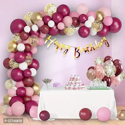 Burgandy Happy Birthday Decoration Kit Item Combo 63 Pcs For Birthday Combo Pack-thumb0