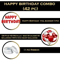 Party Midlinkerz Plain Rubber Happy Birthday Balloons Decoration Kit, Combo (Pack of 42_Red  Silver)-thumb1