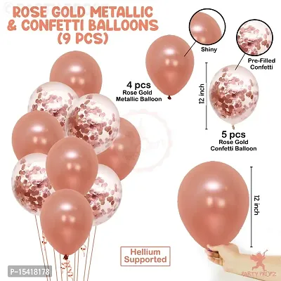 PARTY MIDLINKERZ 13Pcs Rose Gold Rubber Balloons, Star Balloons Combo For Birthday Decoration Items For Kids, Girls, Wife-thumb4