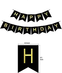 PARTY MIDLINKERZ Solid 50 Gold  Black Metallic Balloons,1 Paper Happy Birthday Banner With 2 Pcs Golden FringeShiny Curtains Balloons(Pack Of 65) Letter Balloon (Black, Gold, Pack of 65)-thumb4