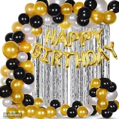 PARTY MIDLINKERZ Solid Happy Birthday Balloons Decoration Kit 33 Pcs, 1 set of Golden 13Pcs (Multicolor, Pack of 33) (Set of 33)-thumb0