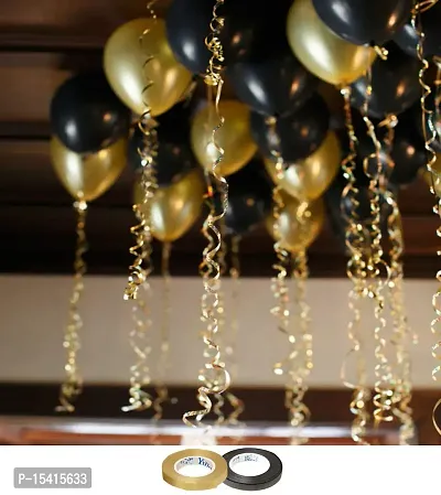 PARTY MIDLINKERZ Metallic Balloons for Birthday Decoration,10inch(Golden and Black)-Set of 50pcs-thumb0