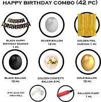 PARTY MIDLINKERZ Solid Happy Birthday Balloons Decoration Kit 45 Pcs, 1 set of Black Happy Birthday 13pcs alphabet Banner and 36Pcs-thumb1