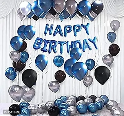 Party Midlinkerz Plain Rubber Happy Birthday Balloons, 1 Set of 13 Letters Balloons, Blue  HD Merallic Balloons - 30 Pieces (Pack of 43)