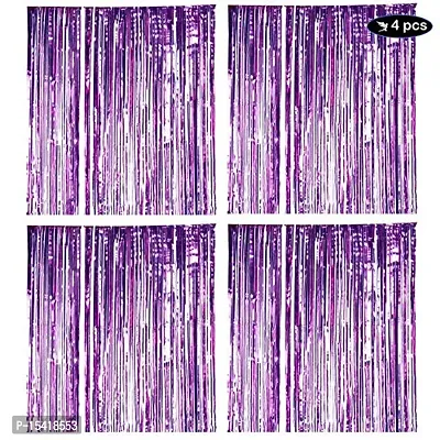 Party Midlinkerz Purple Curtain 3x6 feet Pack of 4 for Anniversary Birthday Baby Shower Gradution Wedding Retirement-thumb0