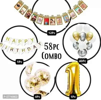 Printed Happy Birthday Decoration Kit Combo - 58 Pcs For Birthday Decor-thumb2