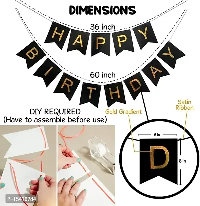 PARTY MIDLINKER 33 Pcs Combo Set for Happy Birthday Decoration Metallic Foil Balloons with Happy Birthday Letter  Birthday Decorations Items (Gold and Black)-thumb3