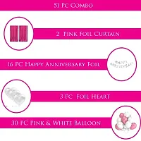 PARTY MIDLINKERZ Happy Anniversary Balloon Banner,Valentines Day (2 Pink Foil Curtain , 16 pc Happy Anniversary Foil , 3 PC Foil Heart , 30 pc Pink  White Ballon )-thumb1