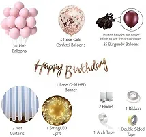 White Net Happy Birthday Decoration Items Kit Combo - 59 Pcs Girl Pink Balloons-thumb1