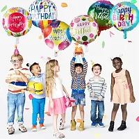 PARTY MIDLINKERZ Happy Birthday Round Foil Balloon Assorted Design Pack of 10 Pcs-thumb4