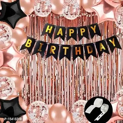 PARTY MIDLINKERZ Solid Happy Birthday Balloons Decoration Kit 68 Pcs, 1 set of Black Happy Birthday 13pcs (Set of 68)