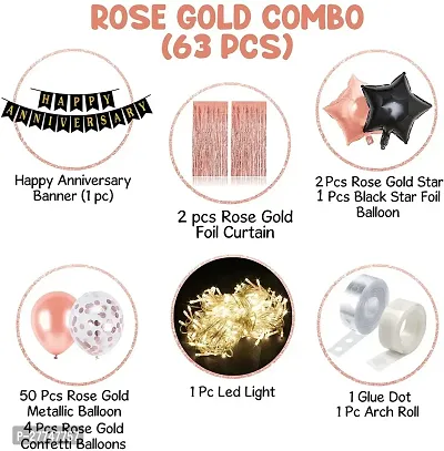 Rosegold Happy Anniversary Balloons Decoration Kit Items 63 Pcs Combo Pack-thumb2