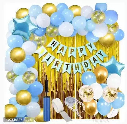 Boys Happy Birthday Decoration Kit Combo - 63 Pcs For Birthday Decor Combo Pack-thumb0