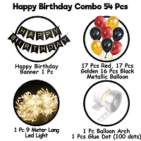 PARTY MIDLINKERZ Happy Birthday Decoration Set - 54Pcs Combo Pack - Birthday Banner, Heart Foil Ballons, Metallic Balloon, Led Lights Birthday Decorations Items For Husband Or Wife, Red  Black-thumb1