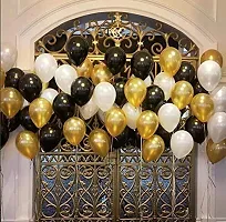 PARTY MIDLINKERZ Pack Of 50 Black,Golden and White Latex Rubber Balloon For Balloons For Decoration/Birthday Balloons Decorations Items Set-thumb1