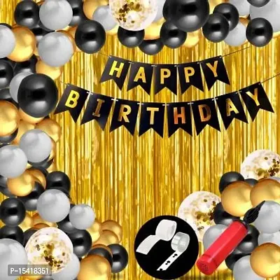 PARTY MIDLINKERZ Solid Happy Birthday Balloons Decoration Kit 45 Pcs, 1 set of Black Happy Birthday 13pcs (Set of 45)
