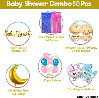 Baby Shower Decoration Kit Combo - 50 Pcs For Decor With Moon Foil Balloon-thumb1