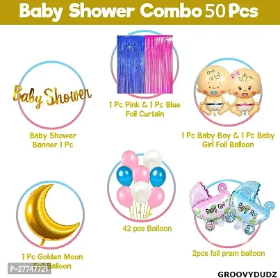 Baby Shower Decoration Kit Combo - 50 Pcs For Decor With Moon Foil Balloon-thumb2