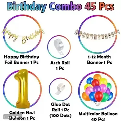 Printed Happy Birthday Decoration Kit Combo - 45 Pcs For Birthday Decor-thumb2