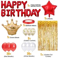 Golden And Red Happy Birthday Decoration Combo Kit With Banner Balloons Foil Curtain Crown Foil 48Pcs For Birthday Decoration Boys Kids Girl Husband Wife Girl Friend Adult-thumb1