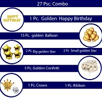 PARTY MIDLINKERZ Happy Birthday Balloon Banner,Valentines Day Party Decorations ( 27 Pcs Combo, 15 Golden Balloon,2 Big Golden Star, 2 mall Golden Star, 1 HBD,)-thumb1