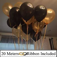 PARTY MIDLINKERZ Metallic Balloons for Birthday Decoration,10inch(Golden and Black)-Set of 50pcs-thumb1