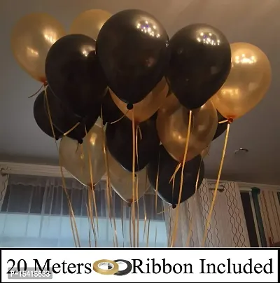 PARTY MIDLINKERZ Metallic Balloons for Birthday Decoration,10inch(Golden and Black)-Set of 50pcs-thumb2