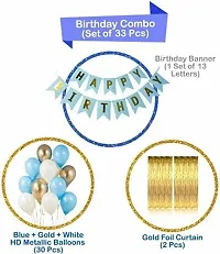 Party Midlinkerz Solid Happy Birthday Balloons Decoration Kit, (Happy Birthday Banner, 1 Pcs, Golden) (Balloon Glue Dot, 1 Pcs) (Latex Balloons, 12 inch, 30 pcs, Pink, Gold  White) (Multicolor, Combo, Pack of 32)-thumb1