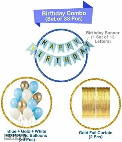 Party Midlinkerz Solid Happy Birthday Balloons Decoration Kit, (Happy Birthday Banner, 1 Pcs, Golden) (Balloon Glue Dot, 1 Pcs) (Latex Balloons, 12 inch, 30 pcs, Pink, Gold  White) (Multicolor, Combo, Pack of 32)-thumb2