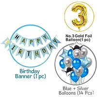 PARTY MIDLINKERZ 3rd Happy Birthday Balloons Decoration Kit Items Combo-12Pcs for Kids Boys, Girls, 4 Star Foil Balloons,10 Latex Balloons, 1 Banner,1 number foil balloon (Set of 16)-thumb1