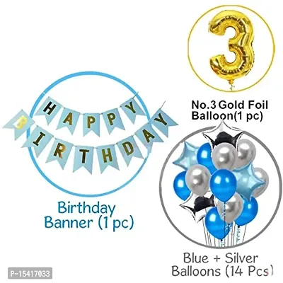 PARTY MIDLINKERZ 3rd Happy Birthday Balloons Decoration Kit Items Combo-12Pcs for Kids Boys, Girls, 4 Star Foil Balloons,10 Latex Balloons, 1 Banner,1 number foil balloon (Set of 16)-thumb2