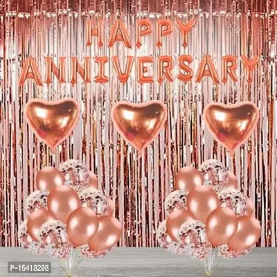 PARTY MIDLINKERZ Solid Happy Anniversary Balloons Decoration Kit 41 Pcs, 1 set of Rose Gold 13Pcs 