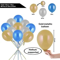 Party Midlinkerz 51Pcs Golden, Silver And Blue Metallic Balloons For Kids Girls Women Birthday,Baby Shower First,2nd Years Decorations Balloons Combo Kit Exclusive Decoration Set Packet-thumb1