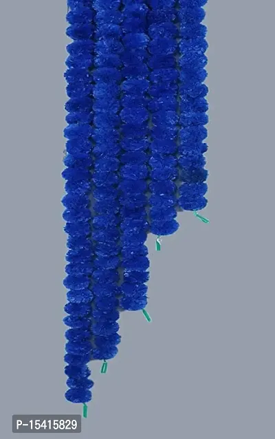 PARTY MIDLINKERZ Marigold Garland Halloween Decorations Wedding Decorations Artificial Flowers Fake Flowers Fall Garland Christmas Decor Flower Garland Strands (Pack of 5, Blue)-thumb4