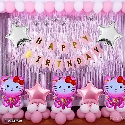 Kitty Happy Birthday Decoration Kit Combo - 49 Pcs For Birthday Decor