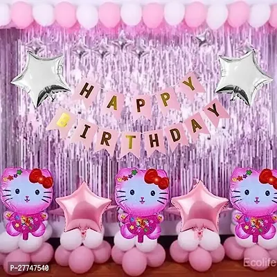 Kitty Happy Birthday Decoration Kit Combo - 49 Pcs For Birthday Decor-thumb0