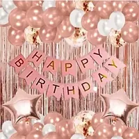 PARTY MIDLINKERZ Printed Happy Birthday Decoration kit Combo - 49 Pcs for Rosegold Decor (Set of 49)-thumb1