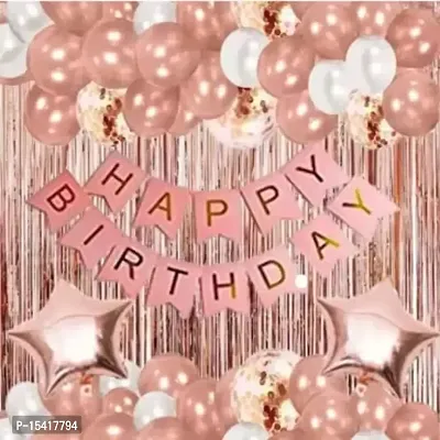 PARTY MIDLINKERZ Printed Happy Birthday Decoration kit Combo - 49 Pcs for Rosegold Decor (Set of 49)-thumb2