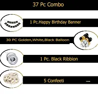 PARTY MIDLINKERZ Happy Birthday Balloon Banner,Valentines Day/Wedding Anniversary Party Decorations ( 37 Pcs Combo, 30 Golden, White, Black Balloon, 1 HBD, 1 Ribbon, 5 Confeeti )-thumb2