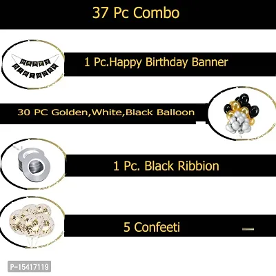 PARTY MIDLINKERZ Happy Birthday Balloon Banner,Valentines Day/Wedding Anniversary Party Decorations ( 37 Pcs Combo, 30 Golden, White, Black Balloon, 1 HBD, 1 Ribbon, 5 Confeeti )-thumb3