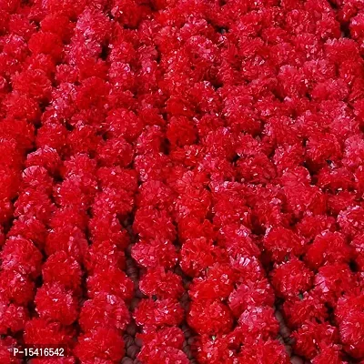 PARTY MIDLINKERZ Marigold Garland Halloween Decorations Wedding Decorations Artificial Flowers Fake Flowers Fall Garland Christmas Decor Flower Garland Strands (Pack of 5, Red)