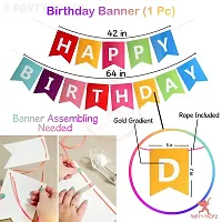 PARTY MIDLINKERZ 51pcs Set Rainbow Happy Birthday Banner Bunting and Assorted Multicolour Balloons for Birthday Decoration/Decoration-thumb2