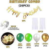 Green Happy Birthday Decoration Kit Combo - 26 Pcs For Birthday Decor-thumb1