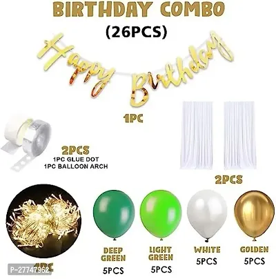 Green Happy Birthday Decoration Kit Combo - 26 Pcs For Birthday Decor-thumb2