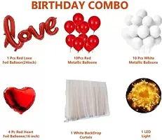 Love Happy Birthday Decoration Kit Combo - 28 Pcs With Led Light And Net Curtain-thumb1