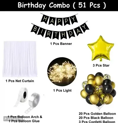 Boys Happy Birthday Decoration Kit Items 51 Pcs With Net Curtain  Led Light-thumb2