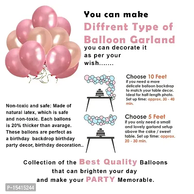 PARTY MIDLINKERZ Birthday Decoration For Girls - 50 Items Combo Kit - Rose Gold Foil Balloon, Metallic and Chrome Balloon, Pink Heart, Ribbon For Birthday Balloons for Girls, Wife - Room Decorations-thumb3