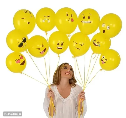 Party Midlinkerz Printed Emoji Face Expressions Latex Balloons For Baby Shower/Birthday/Anniversary/Smiley Balloon Printed Face/Theme Party Balloons/Emoji Balloon/Smiley/Birthday Balloon-Pack of 30-thumb3