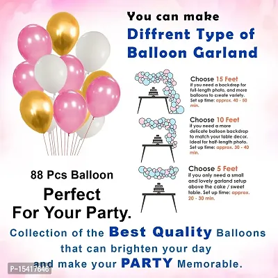 PARTY MIDLINKERZ Girls Happy Birthday Rubber Balloons Banner Curtains Decorations Kit- 93Pcs For Girl Baby Kids First Bday Decoration Items/Women Celebration/Pink Princess Quarantine Theme-thumb4