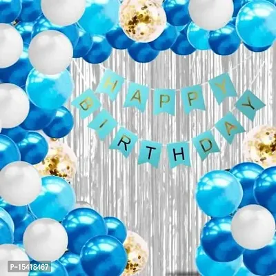 PARTY MIDLINKERZ Solid Happy Birthday Balloons Decoration Kit 42 Pcs, 1 set of Blue 13Pcs Happy Birthday (Multicolor, Pack of 42) ()